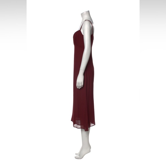 NWT Reformation Arie Midi dress plum burgundy red color with ruched square neck - Picture 7 of 9